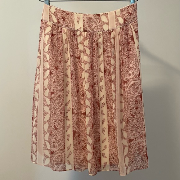 Ann Taylor Peachy Pink Paisley Skirt - Picture 1 of 9